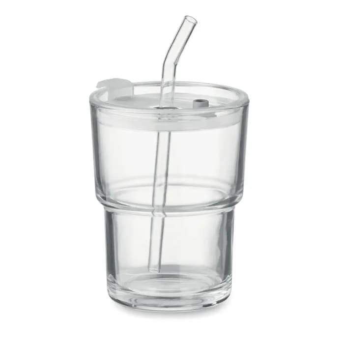 Glasbecher mit Trinkhalm 400ml - SIP - Transparent