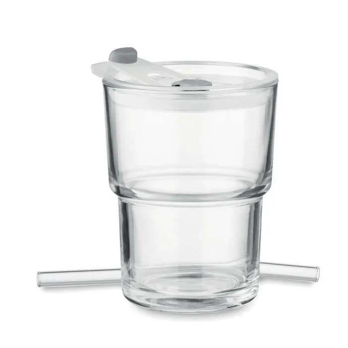 Glasbecher mit Trinkhalm 400ml - SIP - Transparent