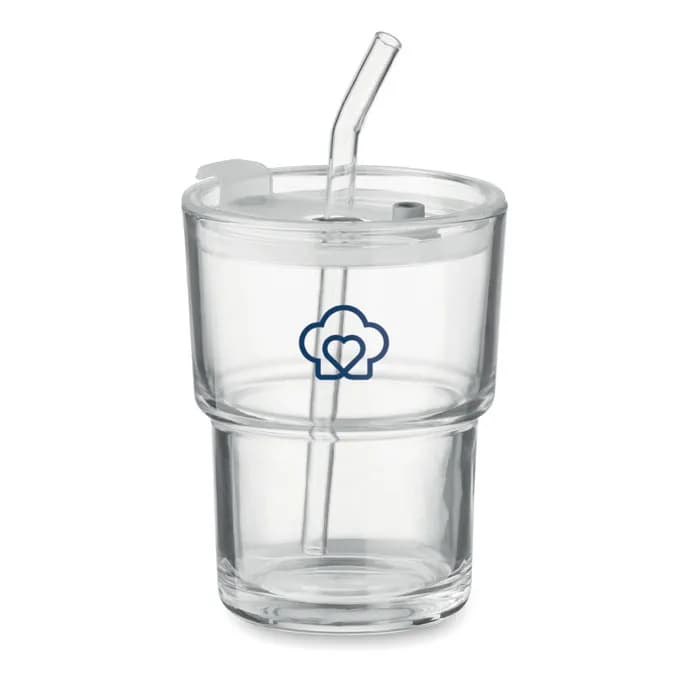 Glasbecher mit Trinkhalm 400ml - SIP - Transparent