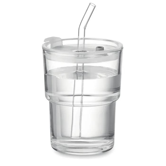 Glasbecher mit Trinkhalm 400ml - SIP - Transparent