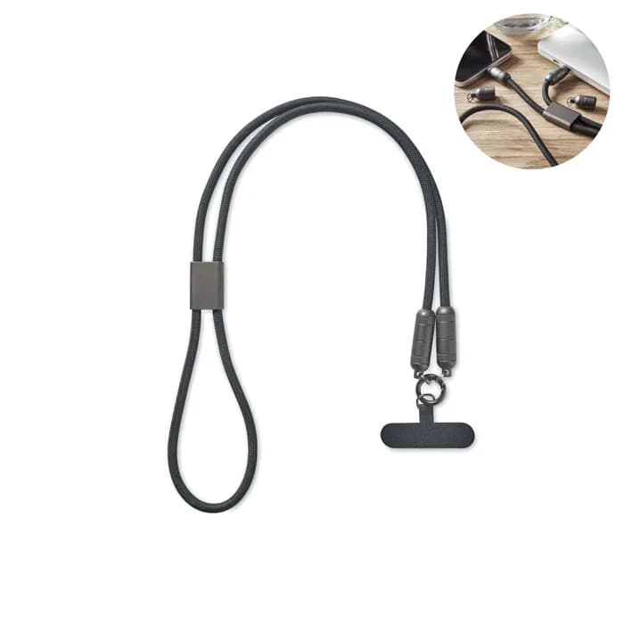 60W Lanyard-Ladekabel - SHAKA - Schwarz
