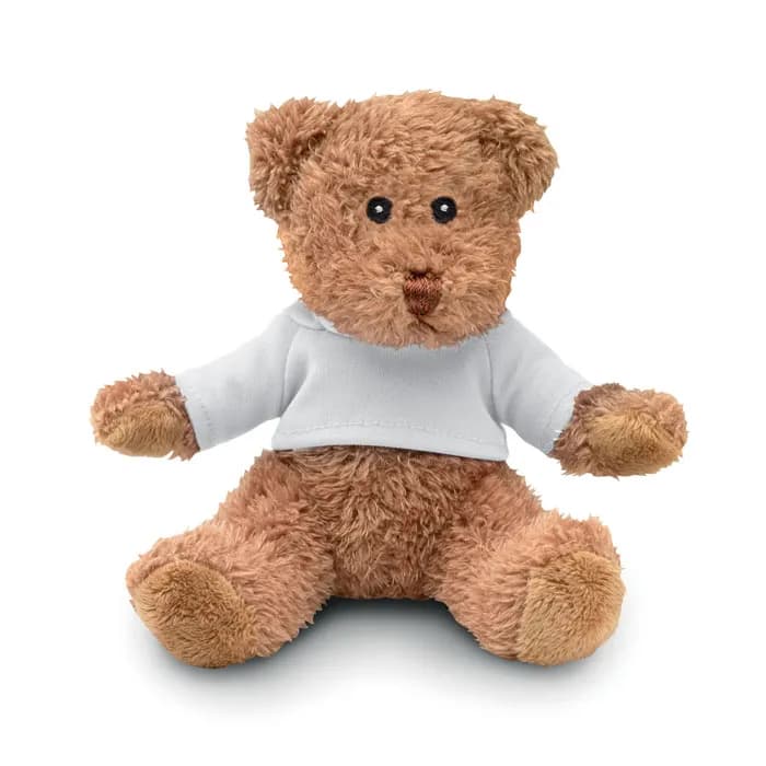 Teddybär mit T-Shirt - JOHNNY T - Weiß
