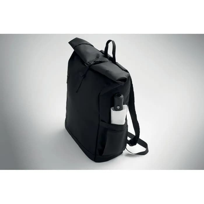 Rolltop-Rucksack 600D RPET - BANGKOK ROLL - Schwarz