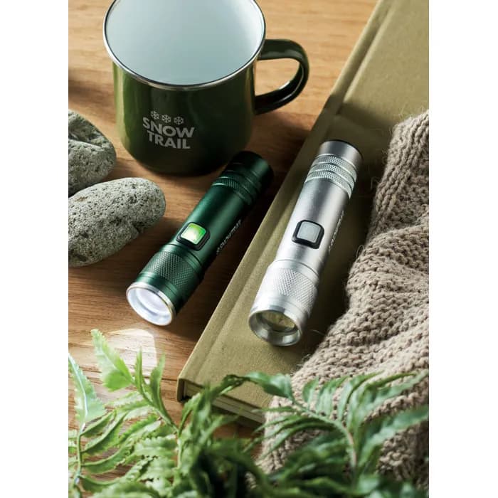 Wiederaufladbare Taschenlampe - FLASHRA - Mattsilber