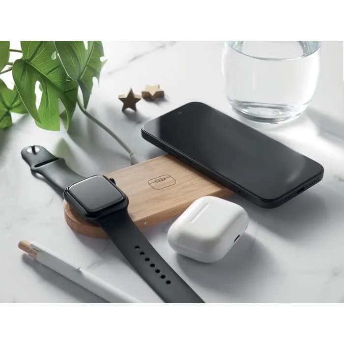 3in1 kabellose Ladestation - RECPAD - Holz