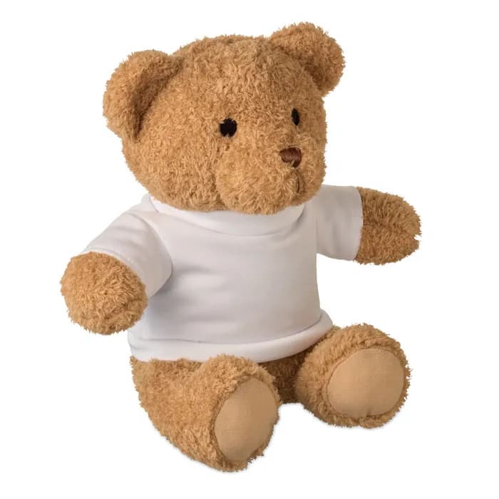 Teddybär mit T-Shirt 23cm - JACKIE - Weiß