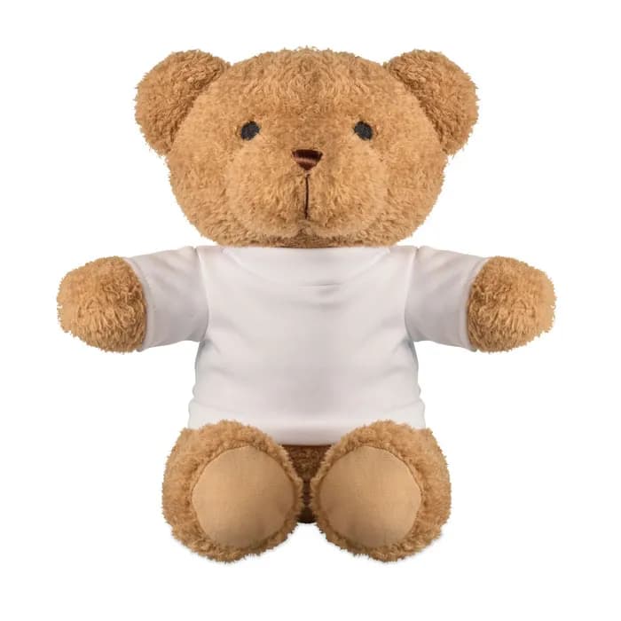 Teddybär mit T-Shirt 23cm - JACKIE - Weiß