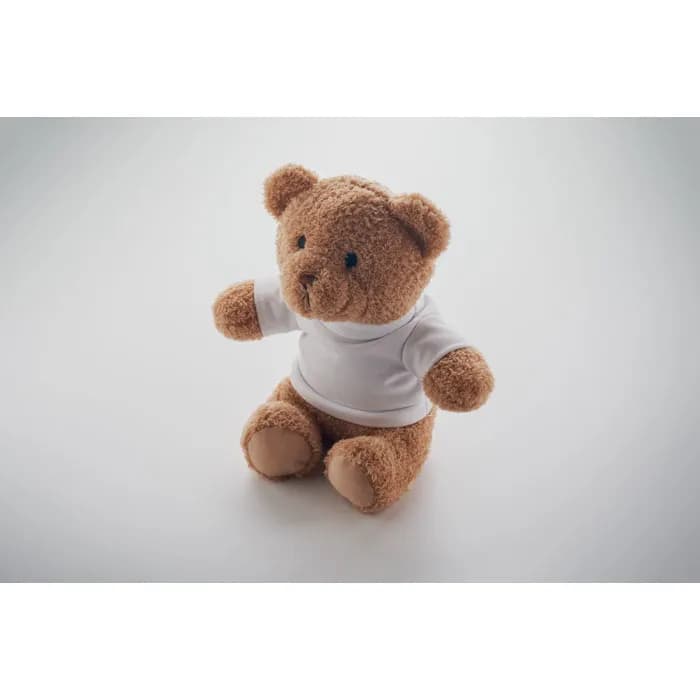 Teddybär mit T-Shirt 23cm - JACKIE - Weiß