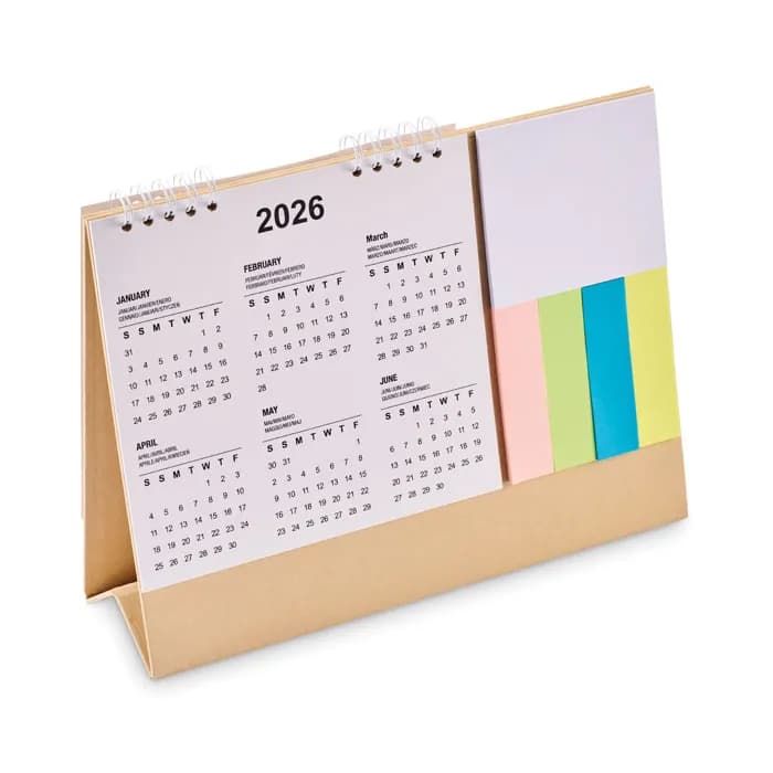 Tischkalender mit Memoblock - CALENDOO - Beige