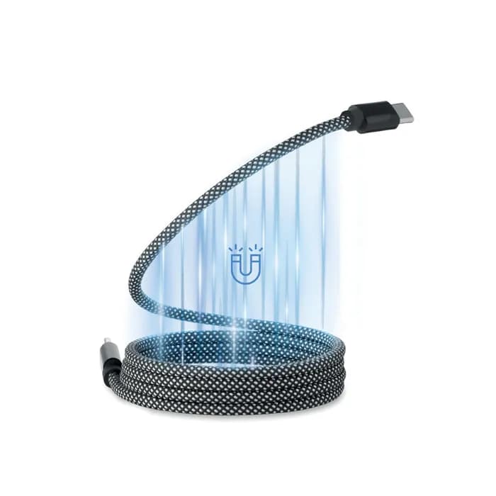 Magnetisches Kabel RPET - BRAID - Weiß/schwarz