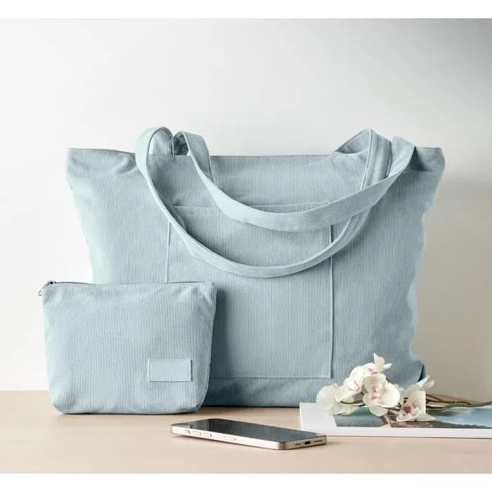 Einkaufstasche Kord-Polyester - CORDY G - Babyblau