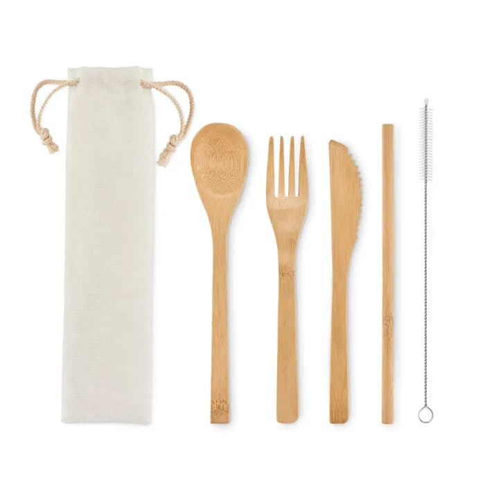 Besteck-Set Bambus - SETSTRAW - Beige