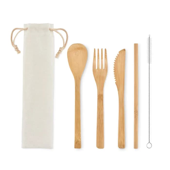 Besteck-Set Bambus - SETSTRAW - Beige