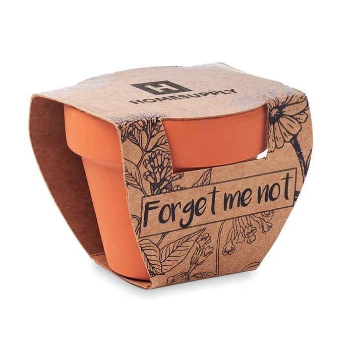 Terracotta-Topf Vergissmeinnich - FORGET ME NOT - Holz