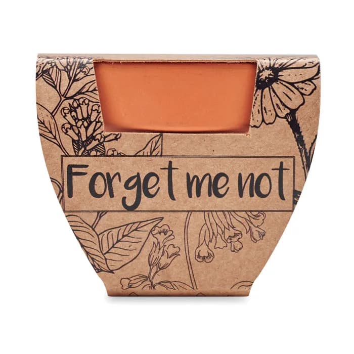 Terracotta-Topf Vergissmeinnich - FORGET ME NOT - Holz