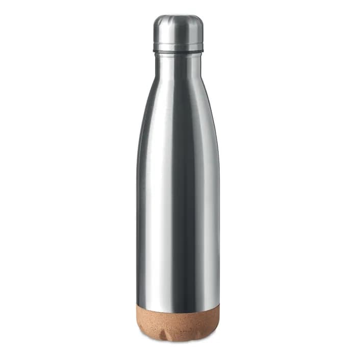 Doppelwandige Isolierflasche - ASPEN CORK - Mattsilber