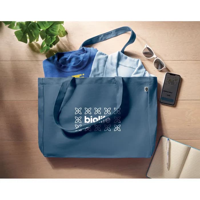 Recycelte Canvas-Tasche - RESPECT COLOURED - Blau