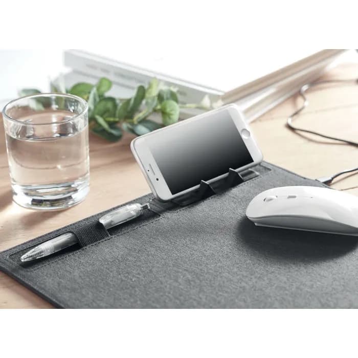 RPET Mousepad 15W Ladesgerät - SUPERPAD - Steingrau