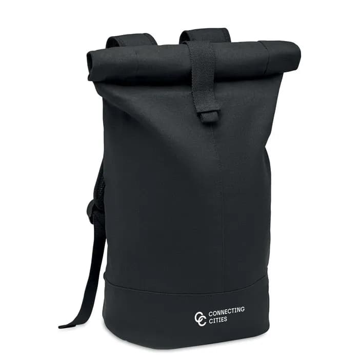 Rolltop-Rucksack Canvas - ZURICH ROLL - Schwarz