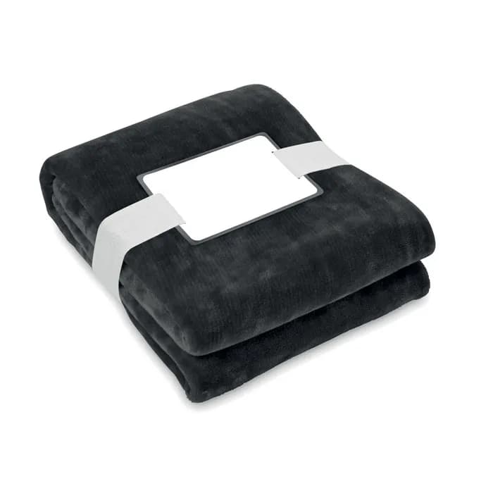 RPET-Flanell Fleece-Decke - LOGAN - Schwarz