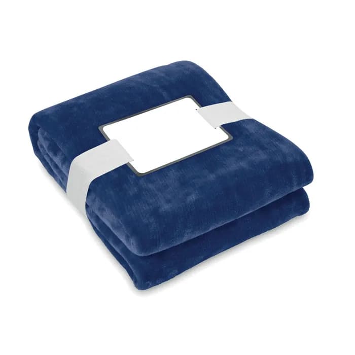 RPET-Flanell Fleece-Decke - LOGAN - Blau