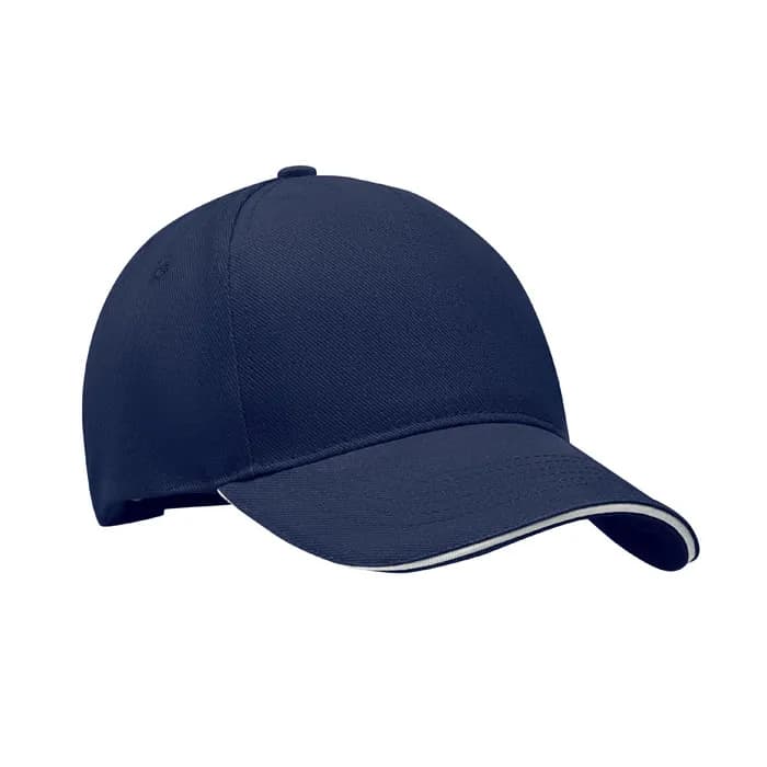 BASEBALL CAP 5 PANELS 260G/M² - LONG BEACH SINGA - Blau/Weiß