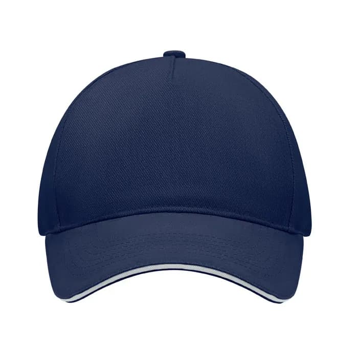 BASEBALL CAP 5 PANELS 260G/M² - LONG BEACH SINGA - Blau/Weiß