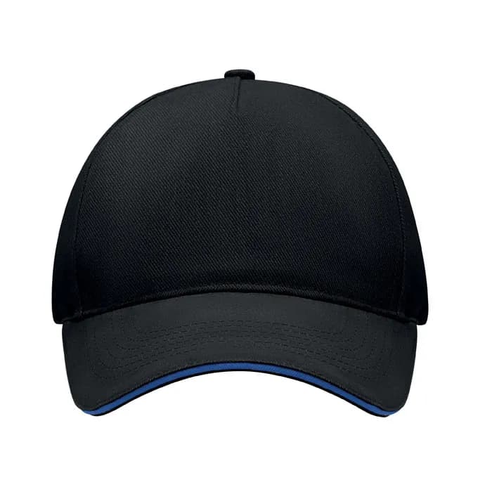 BASEBALL CAP 5 PANELS 260G/M² - LONG BEACH SINGA - Schwarz/Blau