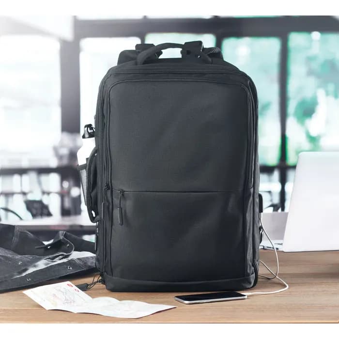 Rucksack 600D RPET - SOPHIS - Schwarz