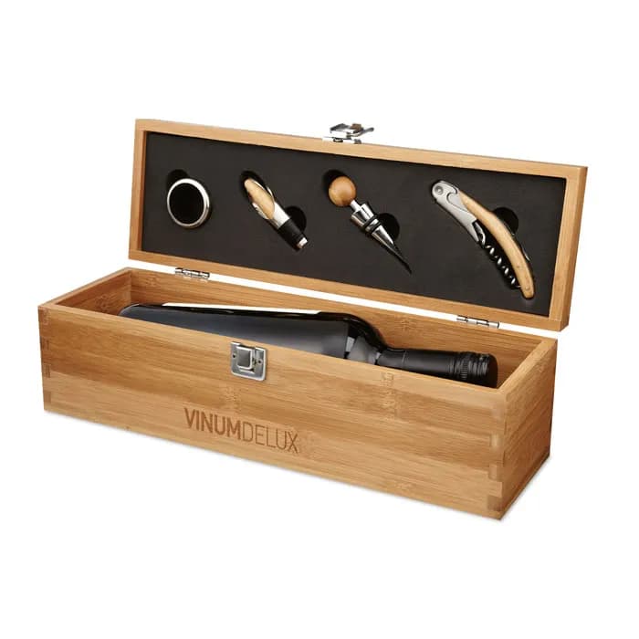 Wein-Set in Bambus-Box - TARDOR - Holz