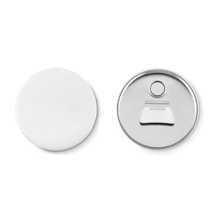 Magnet-Badge mit Kapselheber - PIN OPENER - Mattsilber