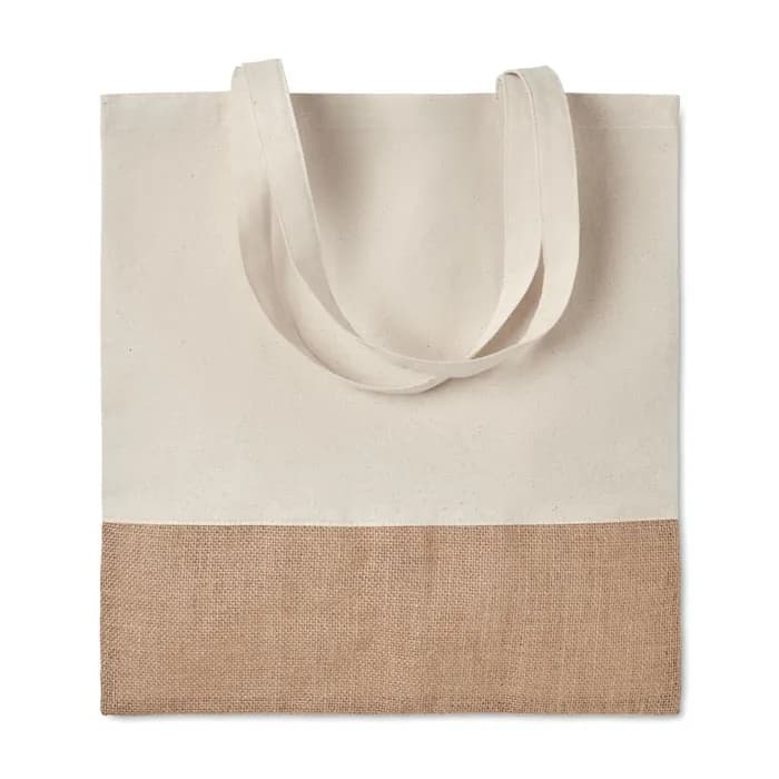 Einkaufstasche mit Jutebesatz - INDIA TOTE - Beige