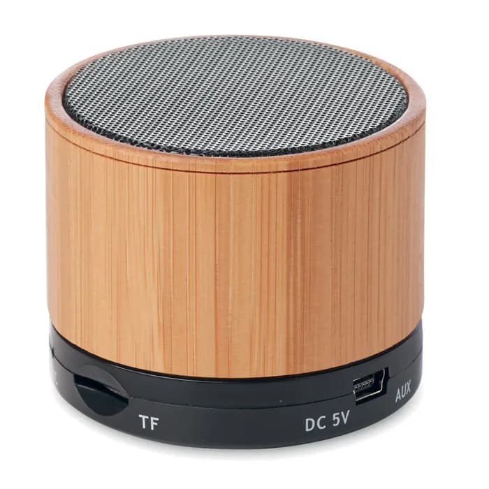 Runder wireless Lautsprecher - ROUND BAMBOO - Schwarz