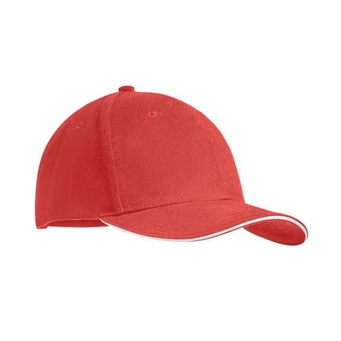 BASEBALL CAP 6 PANELS 270G/M² - TEKAPO - Weiß/rot