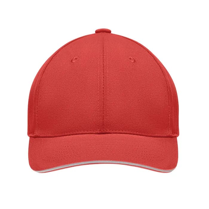 BASEBALL CAP 6 PANELS 270G/M² - TEKAPO - Weiß/rot