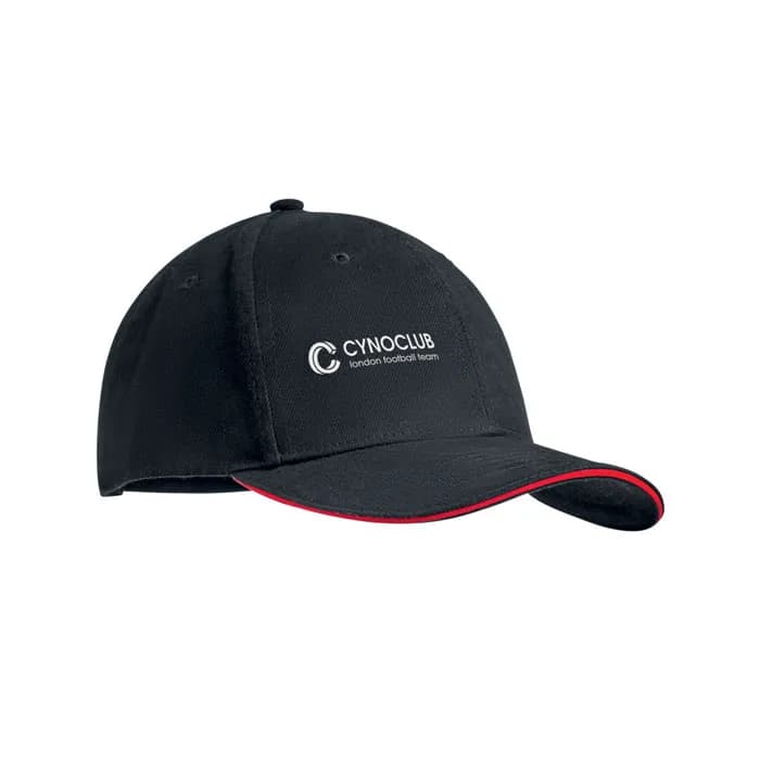 BASEBALL CAP 6 PANELS 270G/M² - TEKAPO - Schwarz/Rot