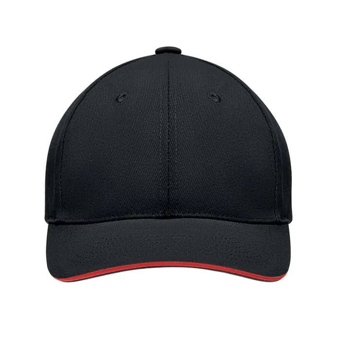BASEBALL CAP 6 PANELS 270G/M² - TEKAPO - Schwarz/Rot