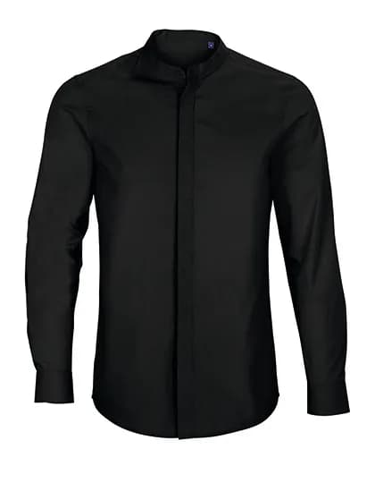 Men´s Mao Collar Shirt Bart - Deep Black