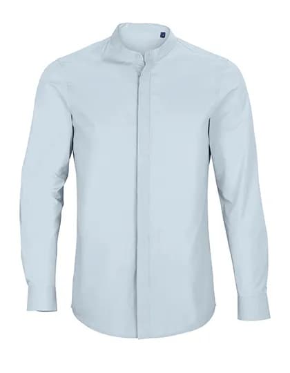 Men´s Mao Collar Shirt Bart - Soft Blue