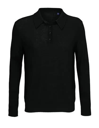 Men´s Polo Collar Sweater Stefan - Deep Black