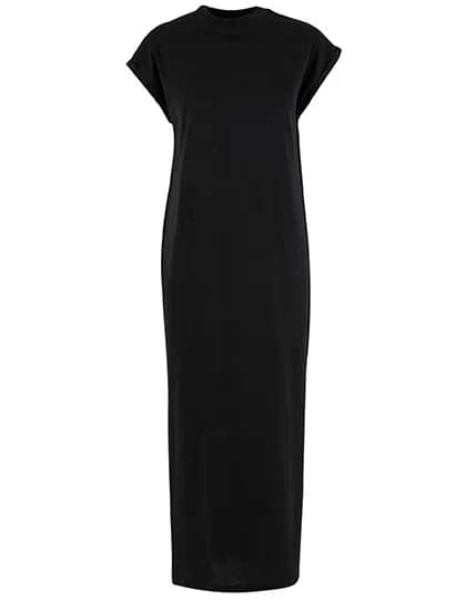 Ladies Long Extended Shoulder Dress - Black