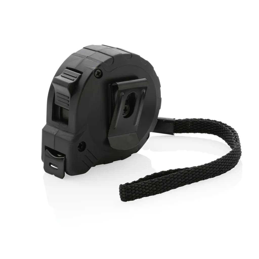 3m/16mm Maßband mit Stop-Taste aus RCS recycelt. Kunststoff - schwarz