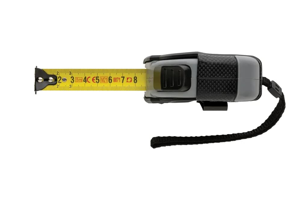 Auto-Stop-Maßband aus recyceltem Kunststoff, 5m/19mm - schwarz