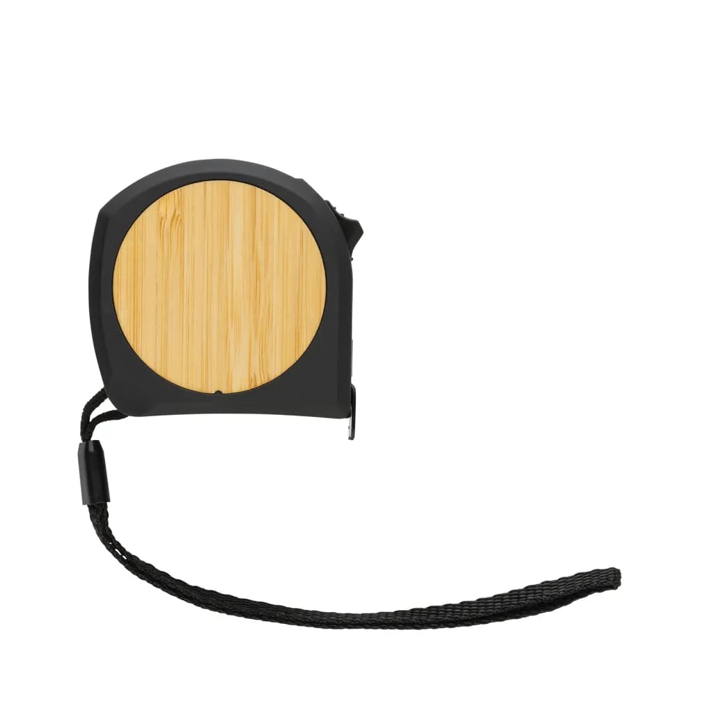 5m/19mm Maßband aus RCS recycelt. Kunststoff & Bambus - schwarz