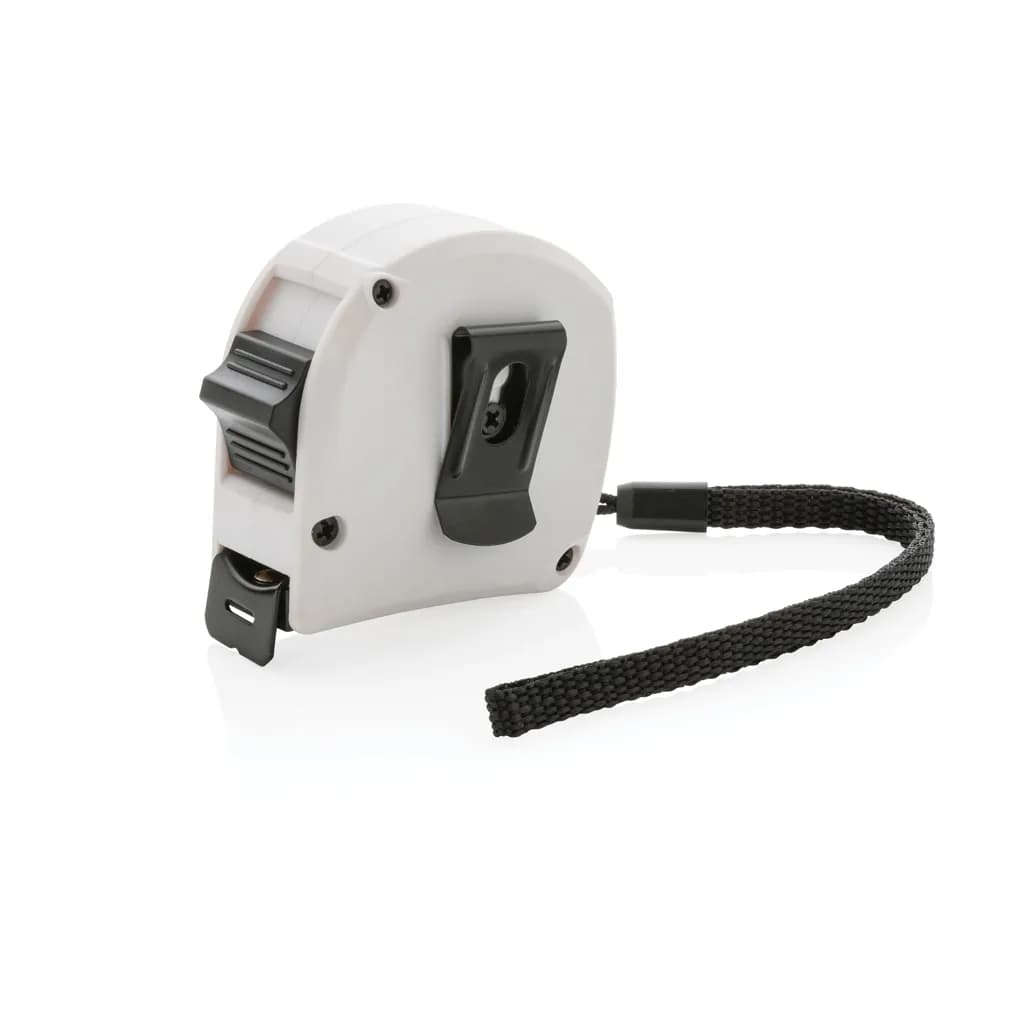 5m/19mm Maßband aus RCS recycelt. Kunststoff & Bambus - weiß