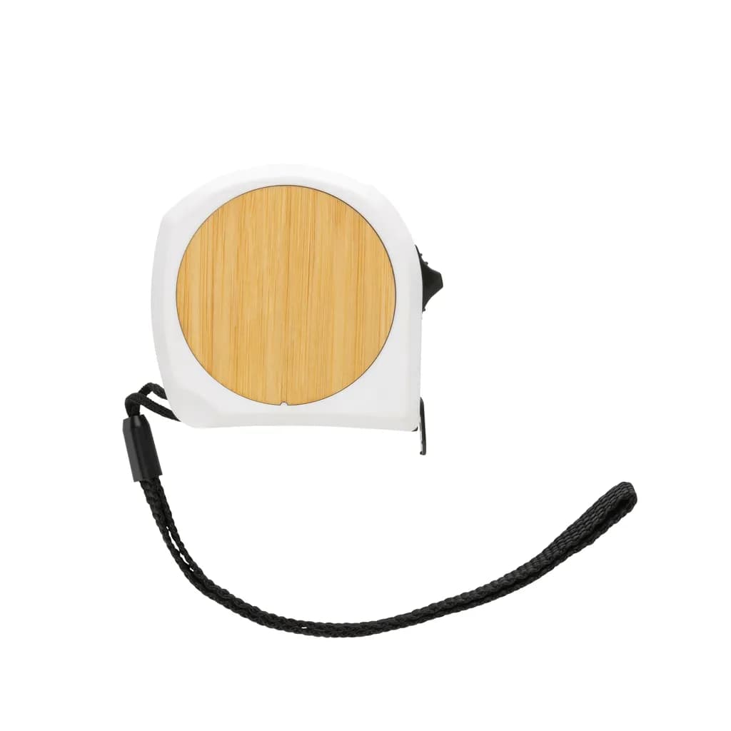 5m/19mm Maßband aus RCS recycelt. Kunststoff & Bambus - weiß