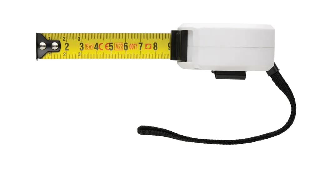 5m/19mm Maßband aus RCS recycelt. Kunststoff & Bambus - weiß