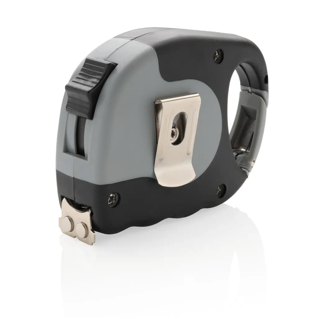 5m/19mm Maßband mit Karabinerhaken - grau