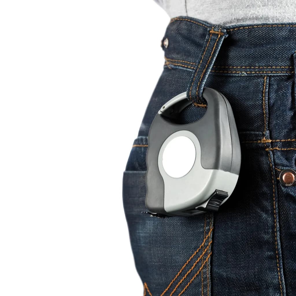 5m/19mm Maßband mit Karabinerhaken - grau