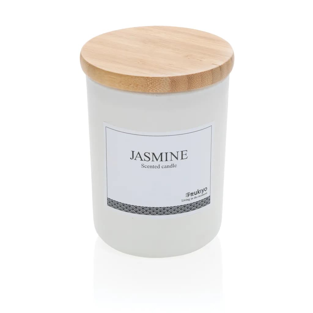 Ukiyo Deluxe parfümierte Kerze mit Bambusdeckel - weiß